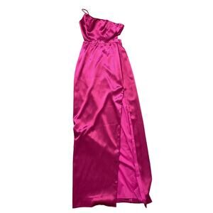 Aidan By Aidan Mattox Asymmetrical Magenta Open Back Evening Gown Sz 2